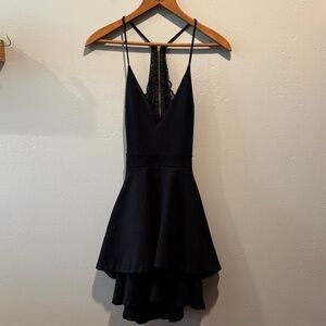 Windsor Black Late Night Fantasy Party Date Night Flowy Layered Lacey Dress